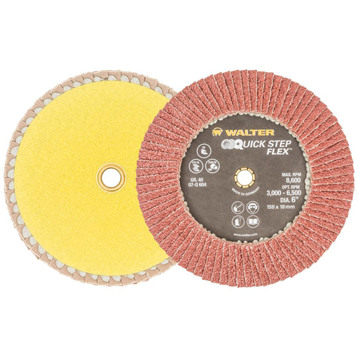 QUICK-STEP FLEX Flap Disc, 6" x Type 29, 40 Grit, Aluminum Oxide Chandler Sales