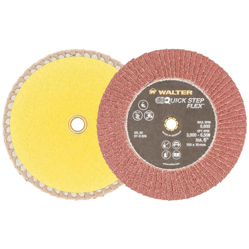 QUICK-STEP FLEX Flap Disc, 6" x Type 29, 60 Grit, Aluminum Oxide Chandler Sales