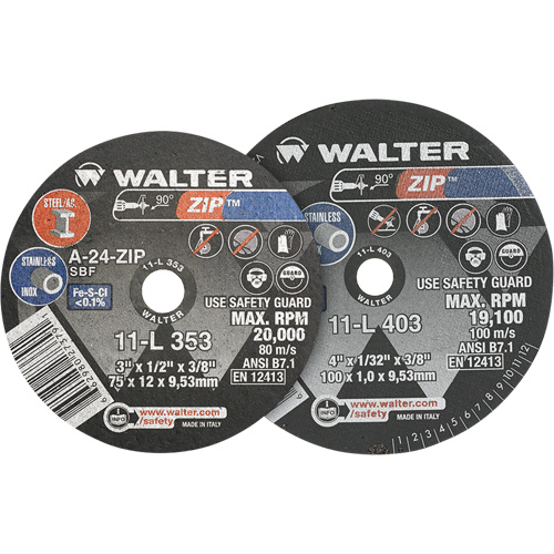 Zip Cut-Off Wheel, 4" x 1/4", 3/8" Arbor, Type 1 Chandler Sales