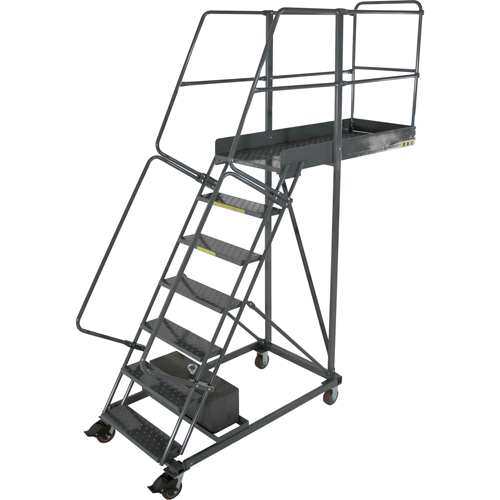 Cantilever Rolling Ladders, Unsupported, 12 Steps, 14" Platform Depth, 120" Platform Height Chandler Sales