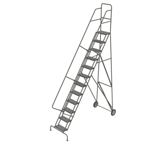 Steel Rolling Ladder, 12 Steps, 16" Step Width, 120" Platform Height, Steel Chandler Sales