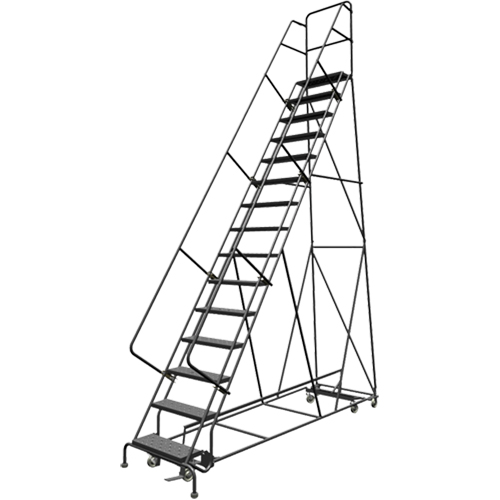 All Directional Rolling Ladder, 15 Steps, 24" Step Width, 150" Platform Height, Steel Chandler Sales