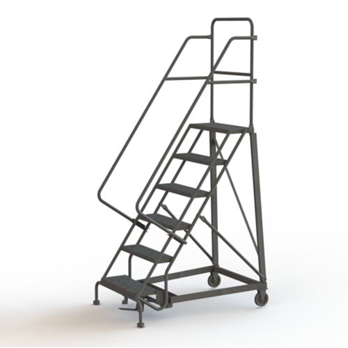 Heavy Duty Rolling Ladder, 6 Steps, 24" Step Width, 60" Platform Height, Steel Chandler Sales