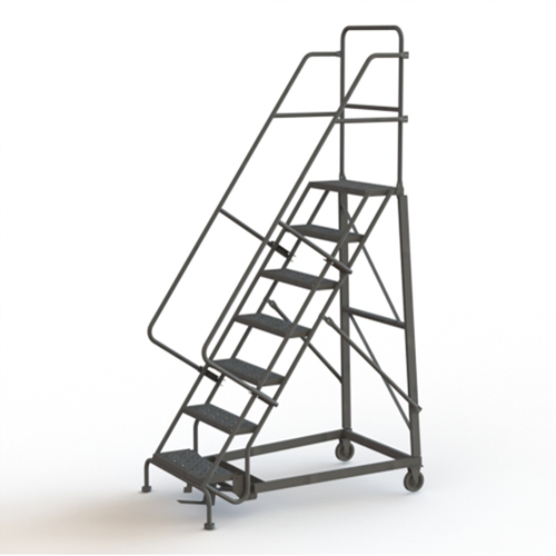 Heavy Duty Rolling Ladder, 7 Steps, 24" Step Width, 70" Platform Height, Steel Chandler Sales