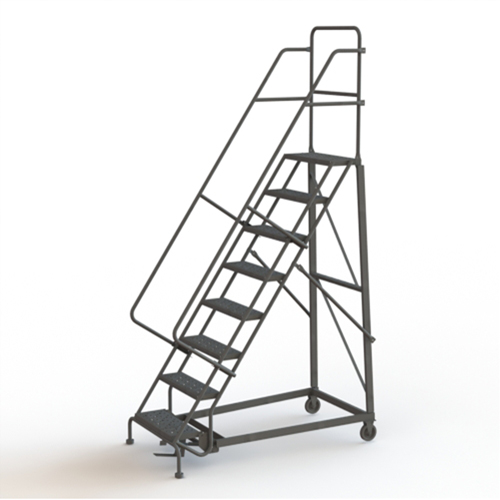 Heavy Duty Rolling Ladder, 8 Steps, 24" Step Width, 80" Platform Height, Steel Chandler Sales