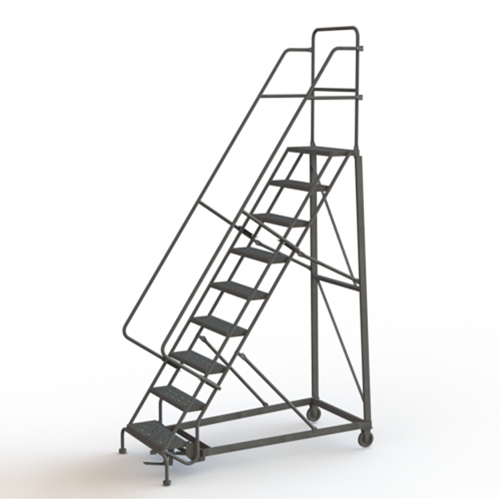 Heavy Duty Rolling Ladder, 9 Steps, 24" Step Width, 90" Platform Height, Steel Chandler Sales
