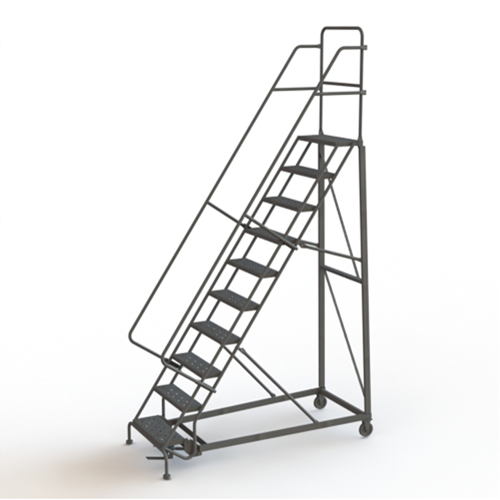 Heavy Duty Rolling Ladder, 10 Steps, 24" Step Width, 100" Platform Height, Steel Chandler Sales