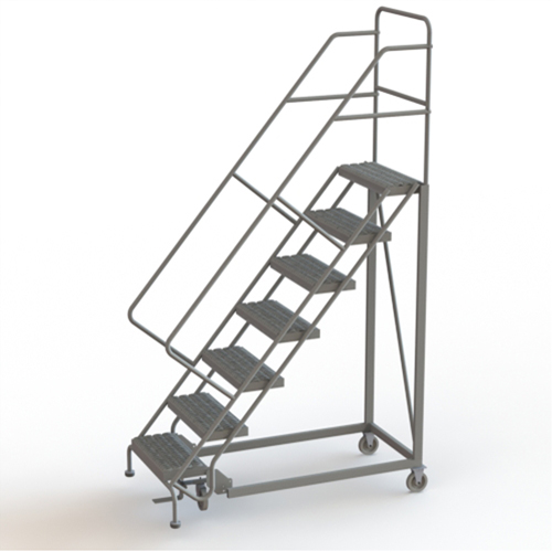 Safety Slope Rolling Ladder, 7 Steps, Serrated, 50° Incline, 70" High Chandler Sales