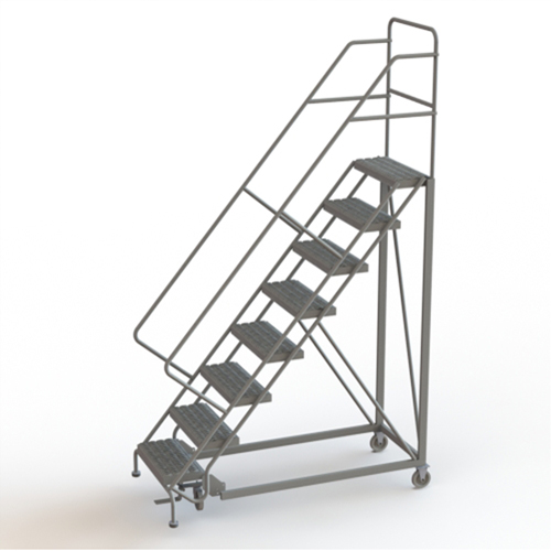 Safety Slope Rolling Ladder, 8 Steps, Serrated, 50° Incline, 80" High Chandler Sales