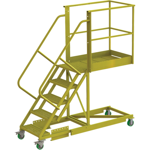 Cantilever Rolling Ladder, Supported, 5 Steps, 40" Platform Depth, 50" Platform Height Chandler Sales