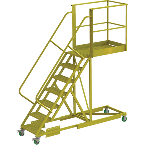 Cantilever Rolling Ladder, Supported, 7 Steps, 40" Platform Depth, 70" Platform Height Chandler Sales