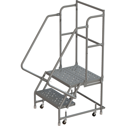 Deep Top Step Rolling Ladder, 2 Steps, 16" Step Width, 20" Platform Height, Steel Chandler Sales