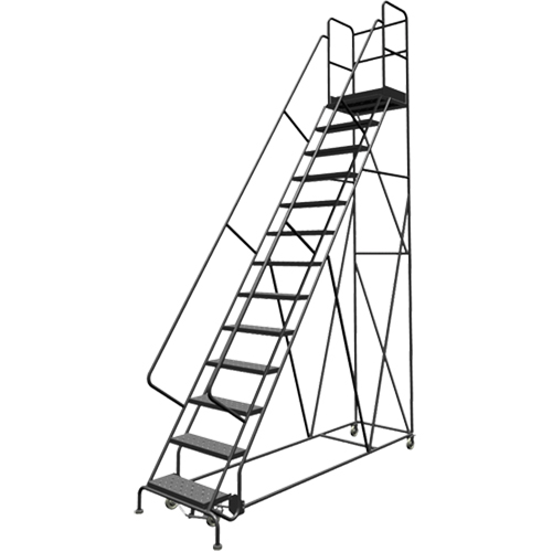 Escabeaux roulants &agrave; dessus profond, 13 marches, Largeur de la marche 24", Hauteur de la plateforme 130", Acier Chandler Sales
