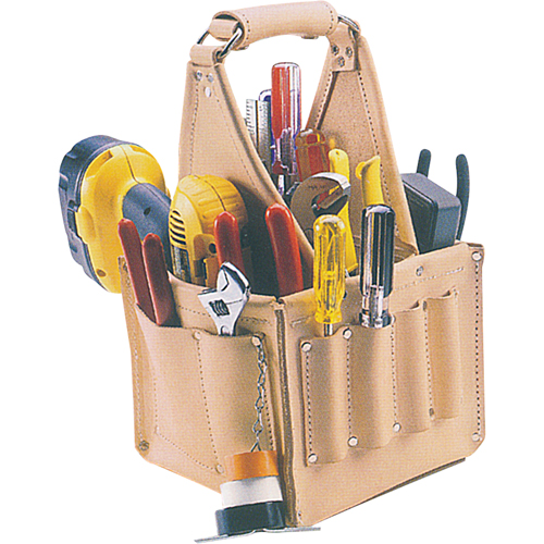 Porte-outils pour &eacute;lectricien et travaux d'entretien, Cuir, 17 pochettes, Beige Chandler Sales
