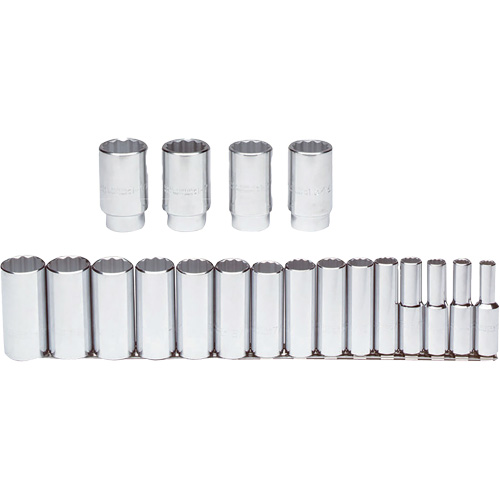 Socket Set, 19 Pcs, 1/2" Drive Size, Deep Chandler Sales