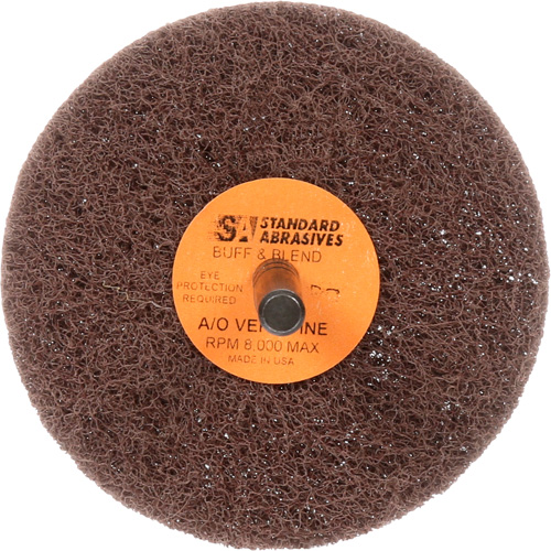 Meule Buff & Blend Standard Abrasives, 3" dia. x 1" la, Arbre 1/4", Oxyde d'aluminium Chandler Sales