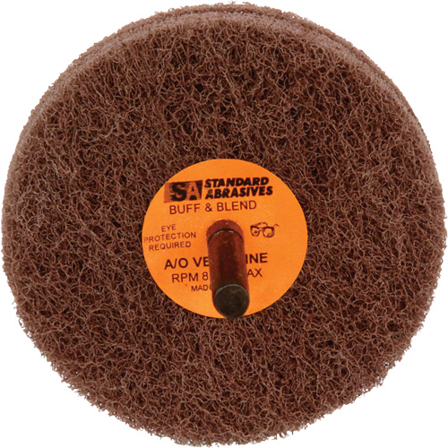 Meule de polissage et lissage Buff & Blend de 2 plis Standard Abrasives, 3" dia. x 2" la, Arbre 1/4", Oxyde d'aluminium Chandler Sales