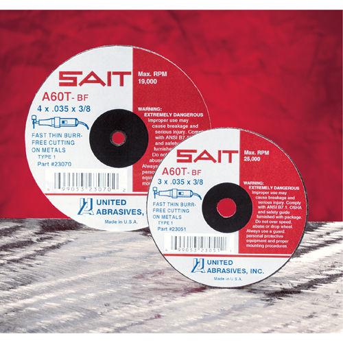 Cut-Off Wheel, 5" x 0.045", 7/8" Arbor, Type 27, Aluminum Oxide/Ceramic, 12200 RPM Chandler Sales