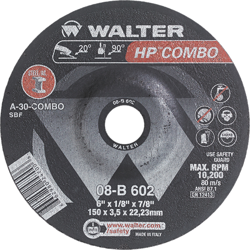 Meule combin&eacute;e HP Combo &agrave; moyeu d&eacute;port&eacute;, 6" x 1/8", Arbre de 7/8", Type 27 Chandler Sales