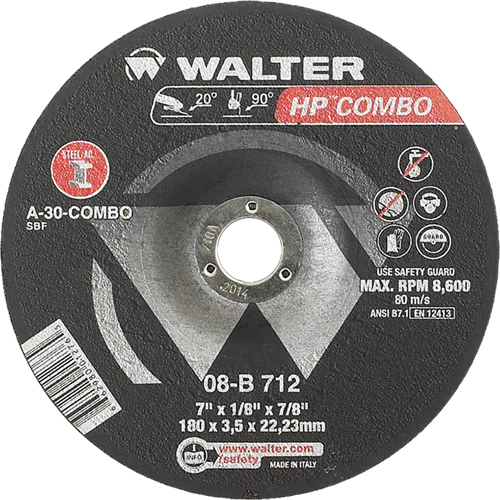 Meule combin&eacute;e HP Combo &agrave; moyeu d&eacute;port&eacute;, 7" x 1/8", Arbre de 7/8", Type 27 Chandler Sales