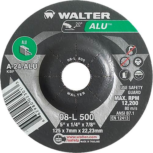 Aluminium Depressed Centre Grinding Wheels, 5" x 1/4", 7/8" Arbor, Type 27 Chandler Sales