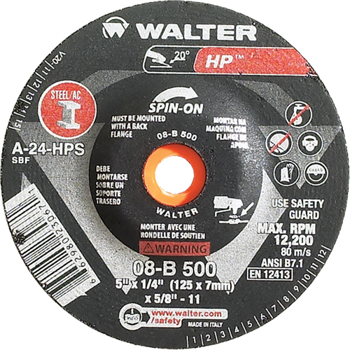 HP Spin-On Grinding Wheel, 5" x 1/4", 5/8"-11 Arbor, Type 27S Chandler Sales