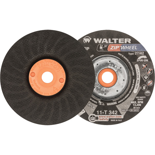 Meules &agrave; tronçonner renforc&eacute;es Zipcut vissables pour scies circulaires, 4-1/2" x 7/8", Arbre de 5/8"-11, Type 27, Oxyde d'aluminium, 13 300 Tr/min Chandler Sales