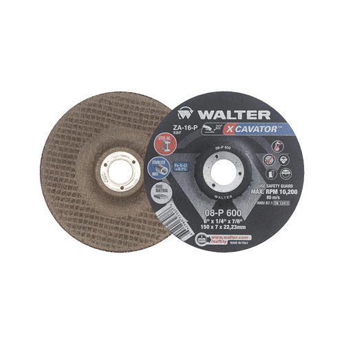 Meule XCAVATOR, 6" x 1/4", Arbre 7/8", Zirconium, Type 27 Chandler Sales