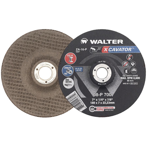 Meule XCAVATOR, 7" x 1/4", Arbre 7/8", Zirconium, Type 27 Chandler Sales