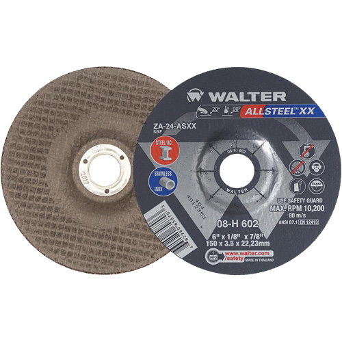 Depressed Centre Grinding Wheels - Allsteel XX, 6" x 1/8", 7/8" Arbor, Type 27, Zirconia Alumina, 10200 RPM Chandler Sales