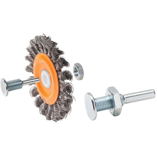 Reversible Mounted Knot-Twisted Wire Wheel, 4" Dia., 0.0118" Fill, 5/8" Arbor, Steel Chandler Sales