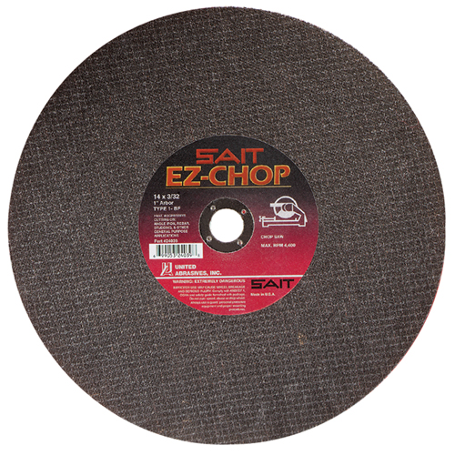 EZ-Chop&reg; Chop Saw Wheel, 14" x 3/32", 1" Arbor, Type 1, Aluminum Oxide, 4400 RPM Chandler Sales