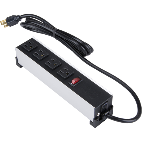 Indoor Brushed Aluminum Power Bar, 4 Outlet(s), 6' Chandler Sales