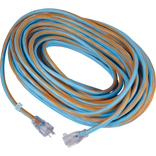 Cordon rallonge verrouillable toute saison en caoutchouc TPE Arctic Blue, Toutes saisons, SJEOW, AWG 12/3, 15 A, 100' Chandler Sales