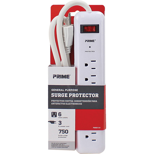 Protecteurs de surtension, 6 Prises, 750 J, 1875, Cordon 3' Chandler Sales