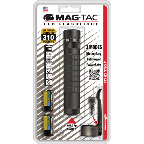 Mag-Tac Tactical Flashlights, LED, 310 Lumens, CR123 Batteries Chandler Sales
