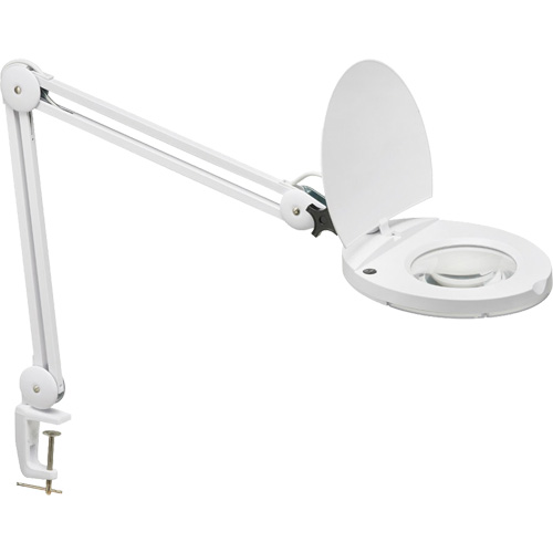 Lampe loupe DEL avec support en A, Dioptrie 3, Ampoule DEL, Bras de 47", Pinces serre-joints, Blanc Chandler Sales