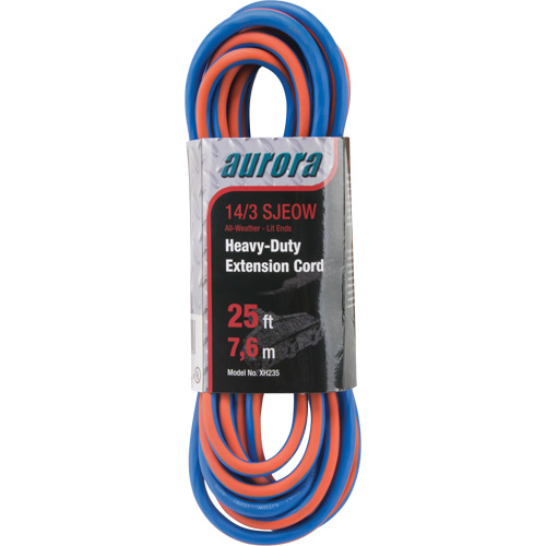 TPE-Rubber Extension Cord with Light Indicator, All-Weather, SJEOW, 14/3 AWG, 15 A, 3 Outlet(s), 25' Chandler Sales