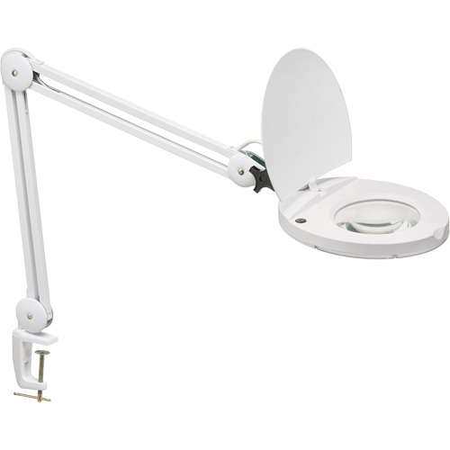 Lampe loupe ajustable, Dioptrie 5, Ampoule DEL, Bras de 47", Pinces serre-joints, Blanc Chandler Sales
