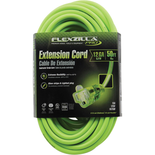 Cordon rallonge industriel Flexzilla Pro, Toutes saisons, SJTW, AWG 12/3, 15 A, 50' Chandler Sales