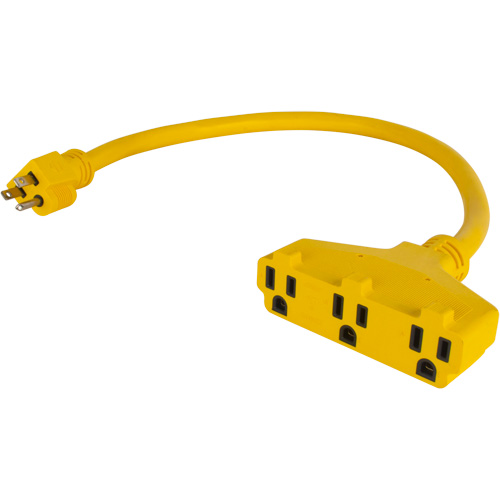 Adaptateur de rallonge d'alimentation, Ext&eacute;rieur, STOW, AWG 12/3, 15 A, 3 prise(s), 2' Chandler Sales