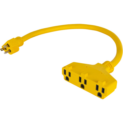 Adaptateur de rallonge d'alimentation, Ext&eacute;rieur, STOW, AWG 12/3, 15 A, 3 prise(s), 2' Chandler Sales
