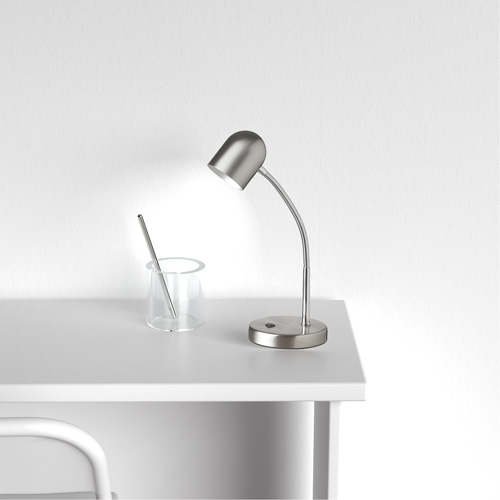 Lampe de table en m&eacute;tal, 5 W, DEL, Col 14", Chrome satin&eacute; Chandler Sales