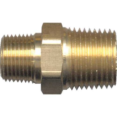 Reducing Hex Nipple, Brass, 1/2" x 3/8", NPT x NPT Chandler Sales