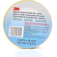 Ruban en vinyle pour travaux g&eacute;n&eacute;raux 764, 76 mm (3") la x 32,9 m (108') lo, 5 mils, Jaune Chandler Sales