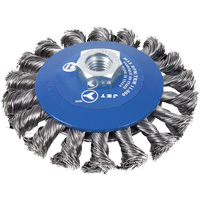 Knot Twisted Conical Bevel Brush, 5" Dia., 0.02" Fill, 5/8"-11NC Arbor Chandler Sales