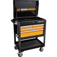 Utility Cart, 4 Drawers, 33" L x 21" W x 42" H, Black/Orange Chandler Sales