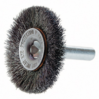 Crimped Wire Wheel Brush with 1/4" Shank, 3" Dia., 0.014" Fill, 1/4" Arbor Chandler Sales