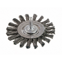 Brosses rotatives &agrave; fils nou&eacute;s - Brosse rotative &agrave; fils nou&eacute;s a/queue 1/4", fils nou&eacute;s standards, Dia. 4", Fils 0,014", Acier inoxydable Chandler Sales