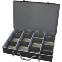 Adjustable Compartment Boxes, Steel, Variable Slots, 13-3/8" W x 9-1/4" D x 2" H, Grey Chandler Sales